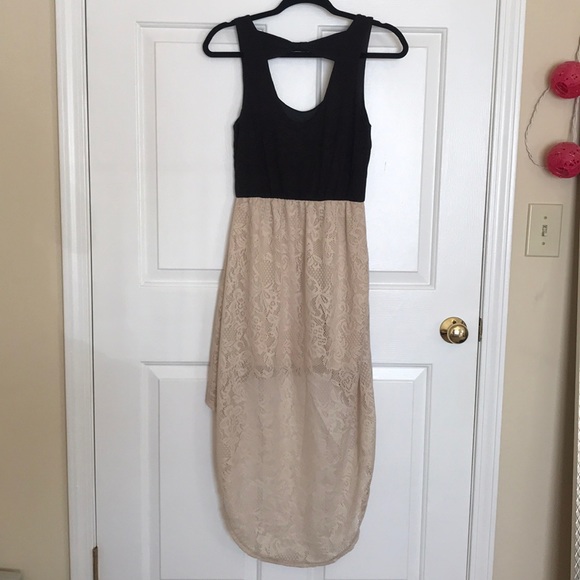 Black and Beige Hight Low Dress - Picture 3 of 5